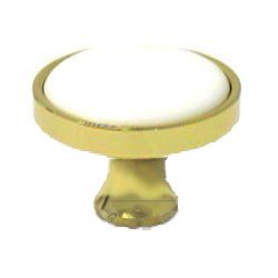 1 1/4" Brass Knob with White Porcelain Insert