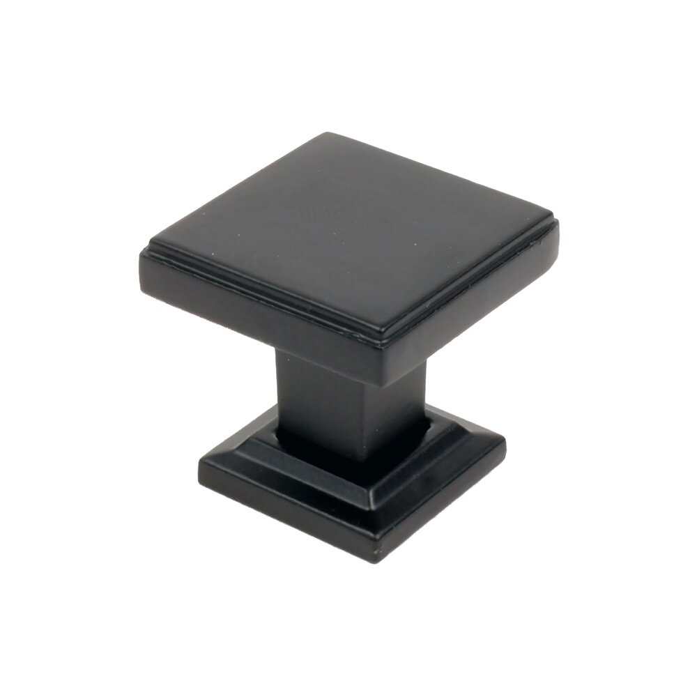 1 1/8" Square Modern Knob in Black