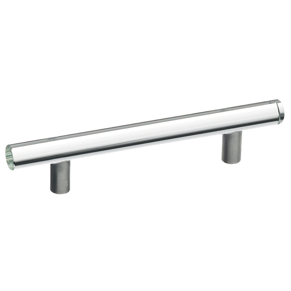 5 1/16" Centers Handle in Brushed Stainless Steel and Clear Glass
