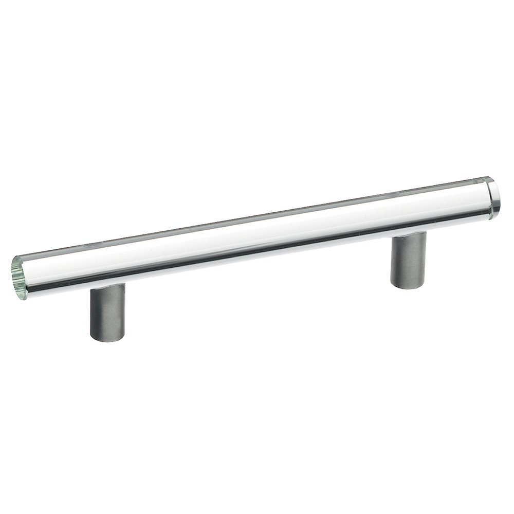 7 9/16" Centers Handle in Brushed Stainless Steel and Clear Glass