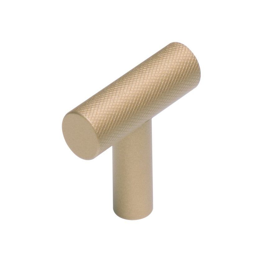 1 9/16" Long Knurled T Knob in Matte Gold