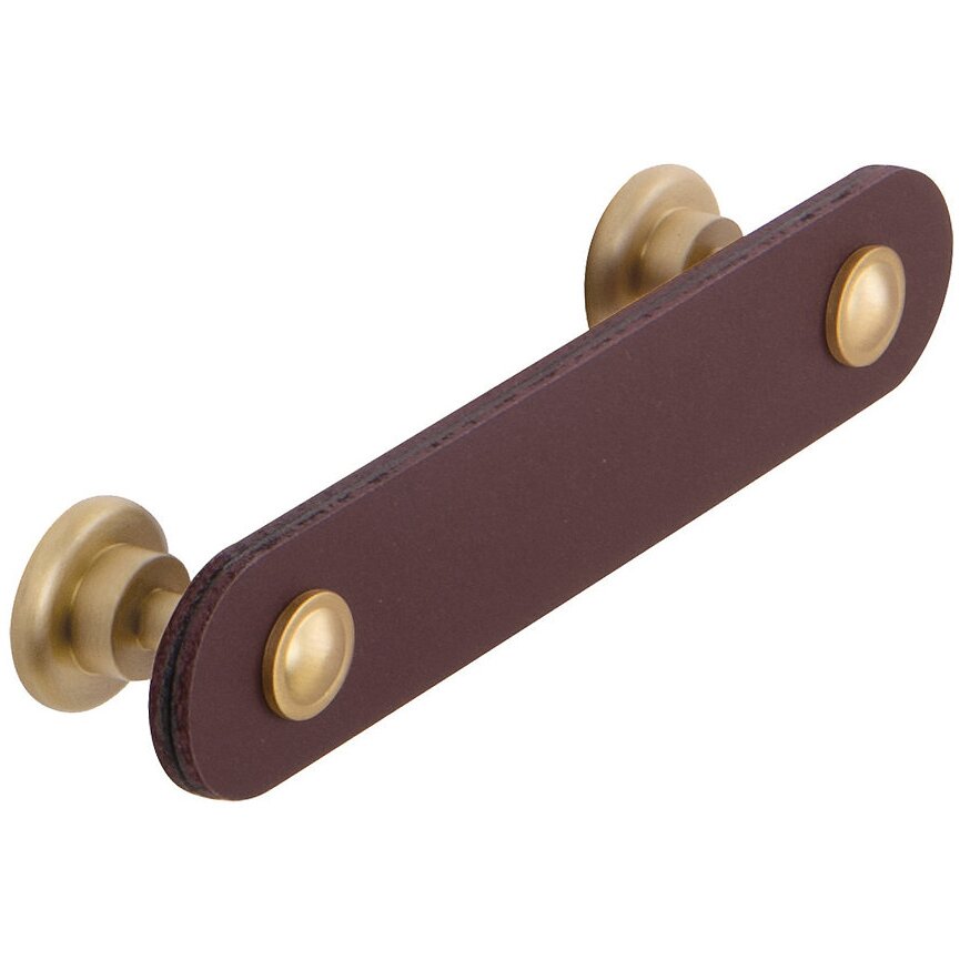 3 3/4" Pull in Brushed Brass and Burgundy