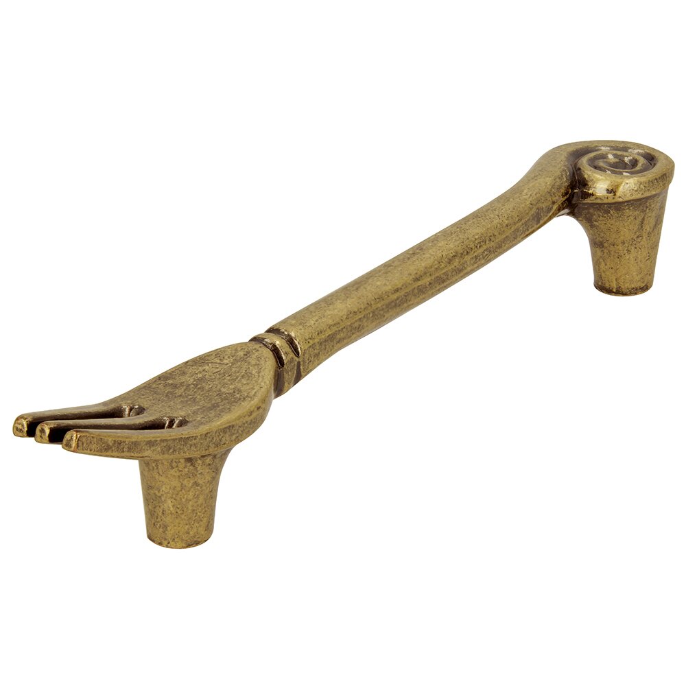64 mm Centers Fork Pull in Antique Brass