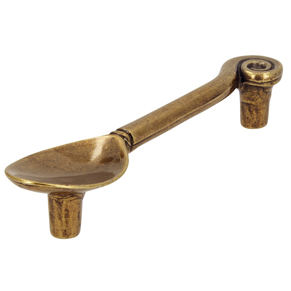 64 mm Centers Spoon Pull in Antique Brass