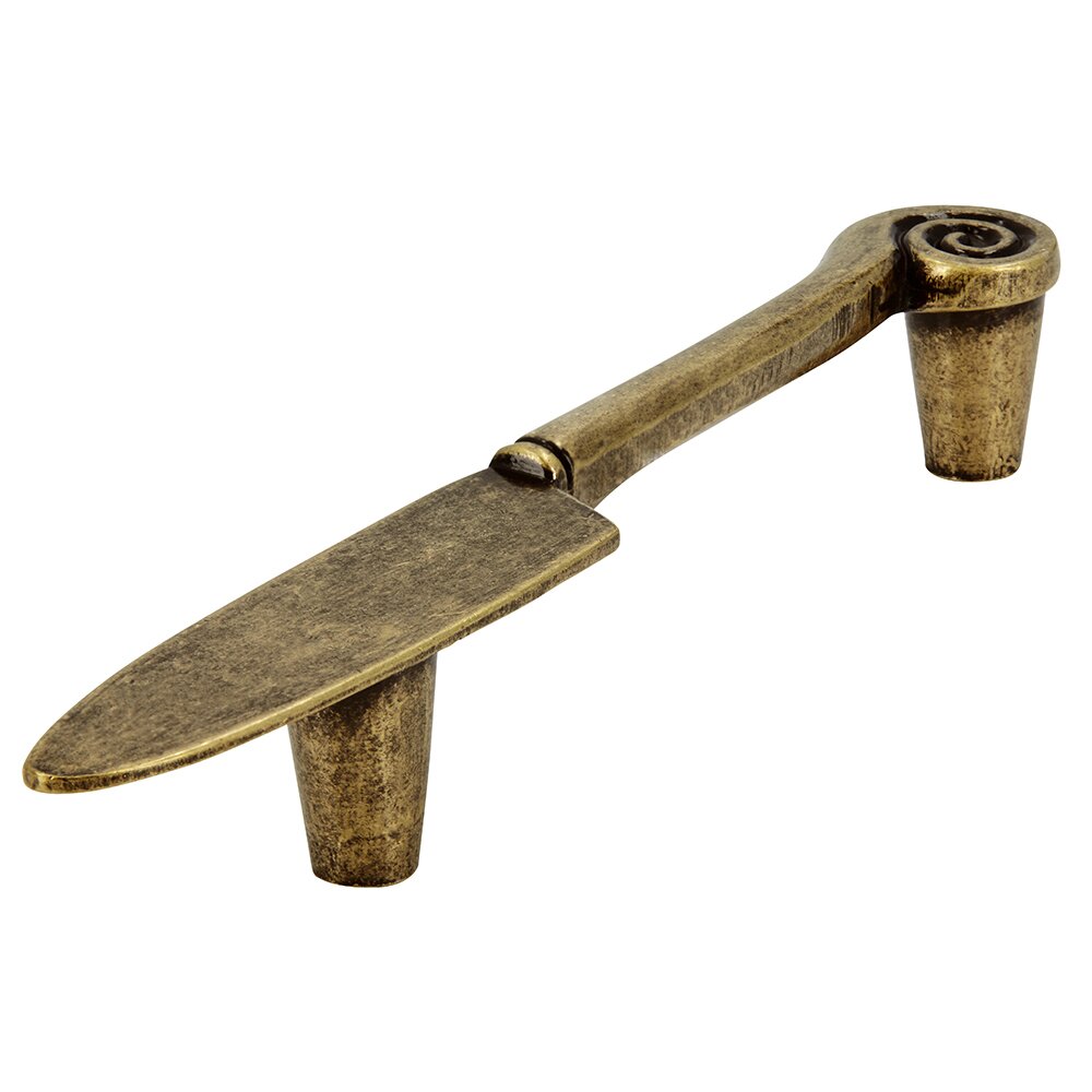 96 mm Centers Knife Pull in Antique Brass