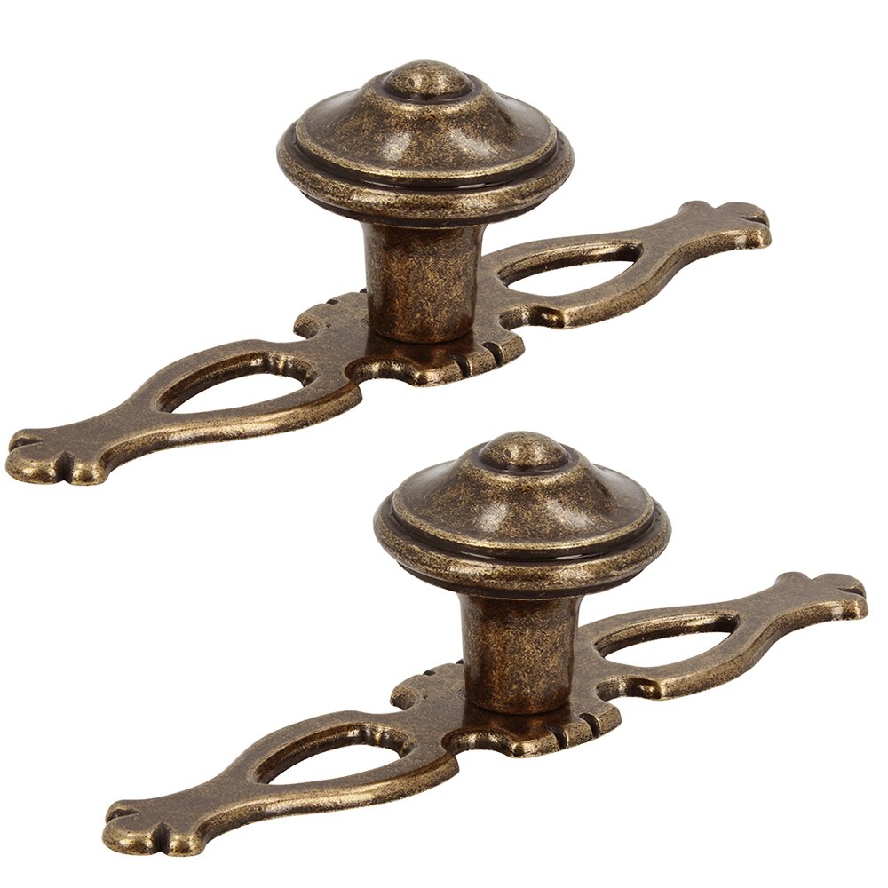 1 1/4" Knob with Backplate (Two sets per Pack) in Antique Brass