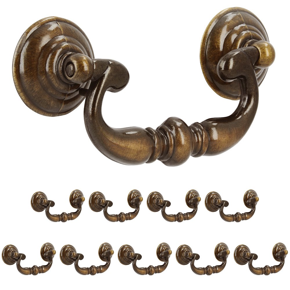 (10pc) 76mm Centers Drop Pull in Antique Brass