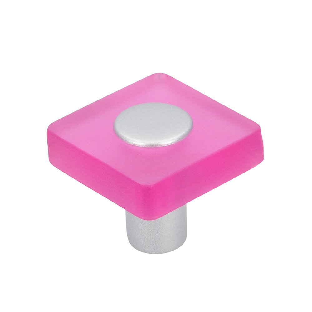 30 mm Long Square Knob in Pink/Aluminum
