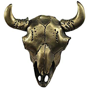 Buffalo Skull Knob in Antique Brass