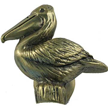Pelican Knob Right in Antique Brass