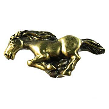 Stallion Knob Right in Antique Brass