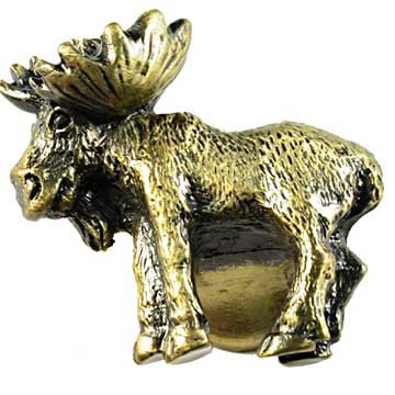 Realistic Moose Knob Right in Antique Brass