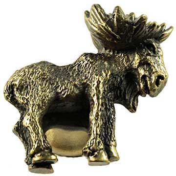 Realistic Moose Knob Left in Antique Brass