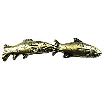 Fish Pair Pull in Antique Brass