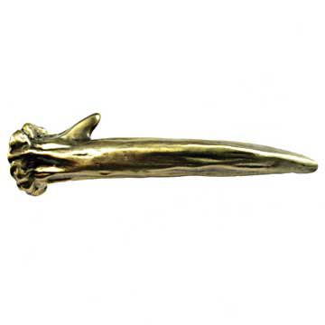 Antler Pull Right in Antique Brass