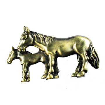 Mare and Foal Pull in Antique Brass