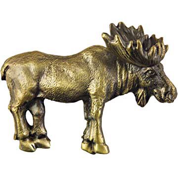 Realistic Moose Pull in Antique Brass