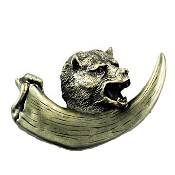 Bear With Claw Pull in Antique Brass