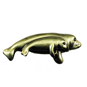 Manatee Pull in Antique Brass