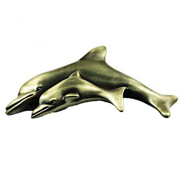 Dolphin Pull in Antique Brass