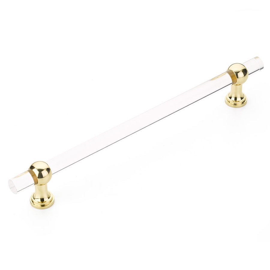 12" Centers Non-Adjustable Clear Acrylic Appliance Pull In Polished Brass