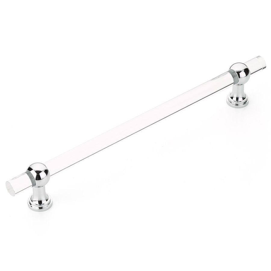 12" Centers Non-Adjustable Clear Acrylic Appliance Pull In Polished Chrome