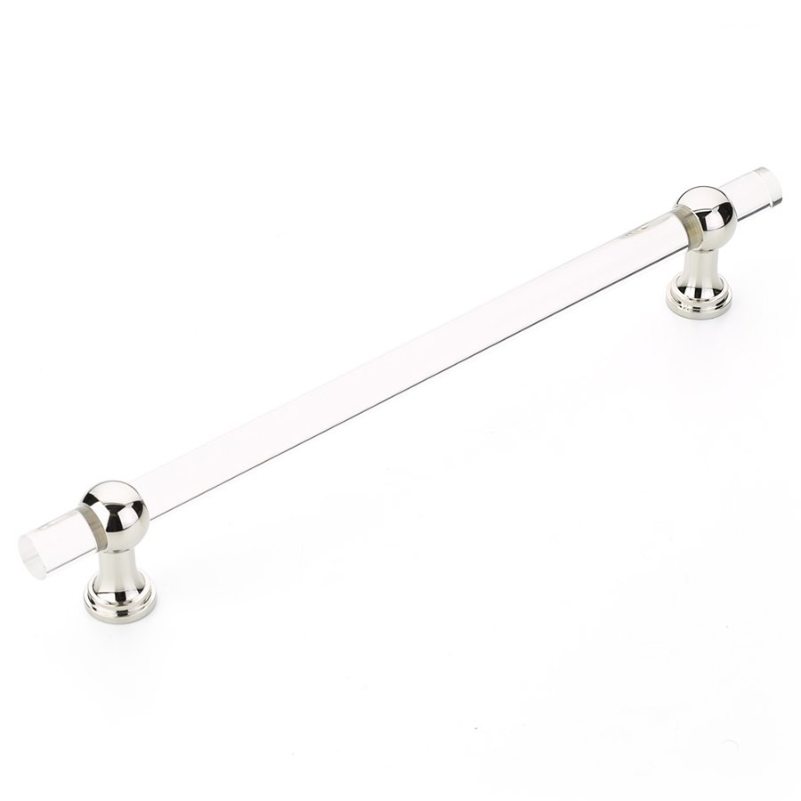 12" Centers Non-Adjustable Clear Acrylic Appliance Pull In Polished Nickel