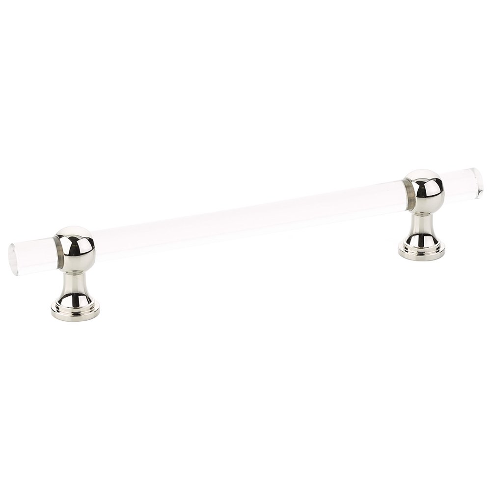 6" Centers Adjustable Clear Acrylic Pull In Polished Nickel