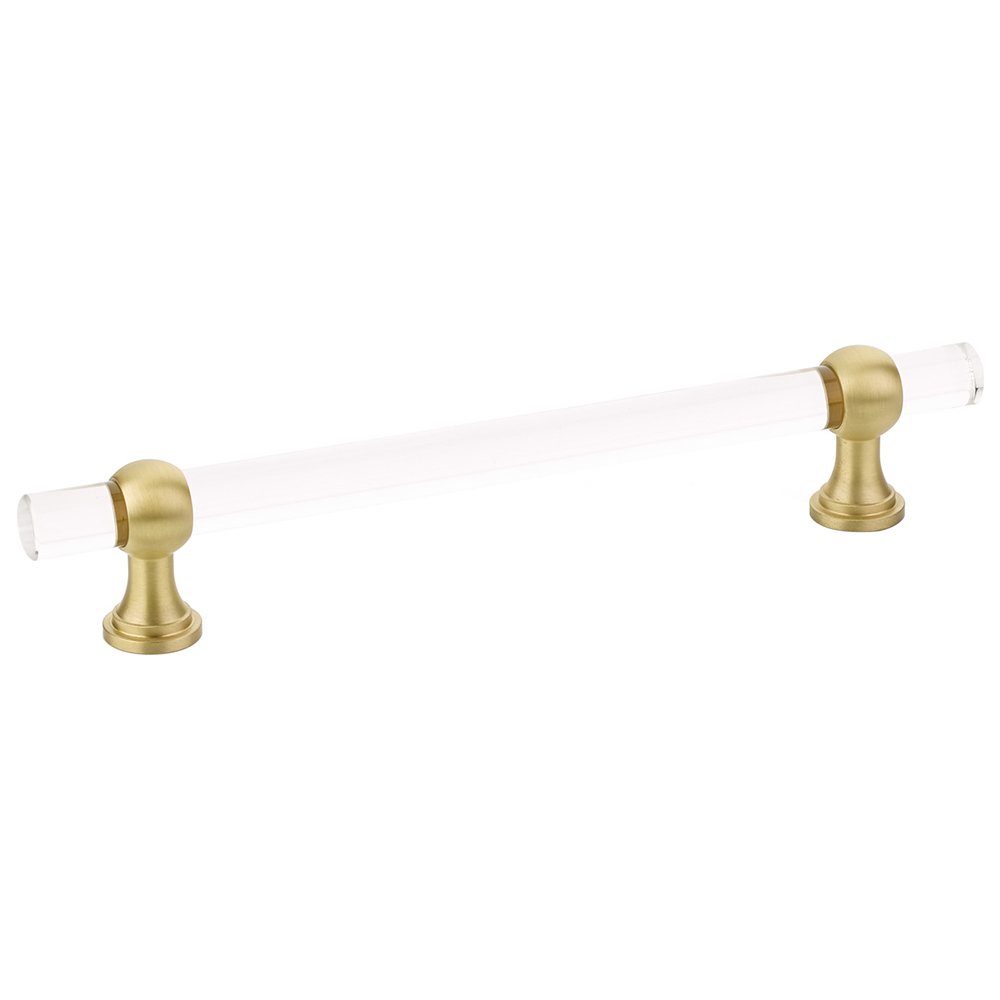 6" Centers Adjustable Clear Acrylic Pull In Satin Brass
