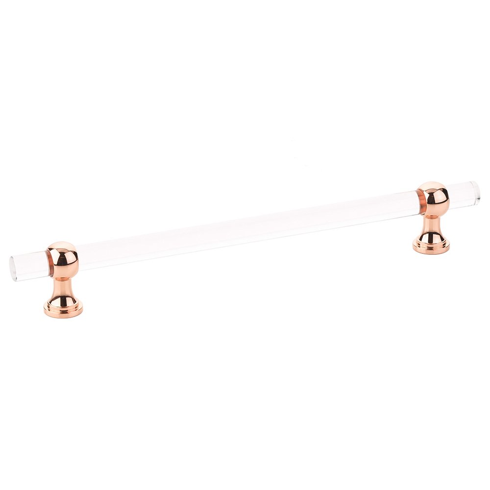8" Centers Adjustable Clear Acrylic Pull In Polished Rose Gold