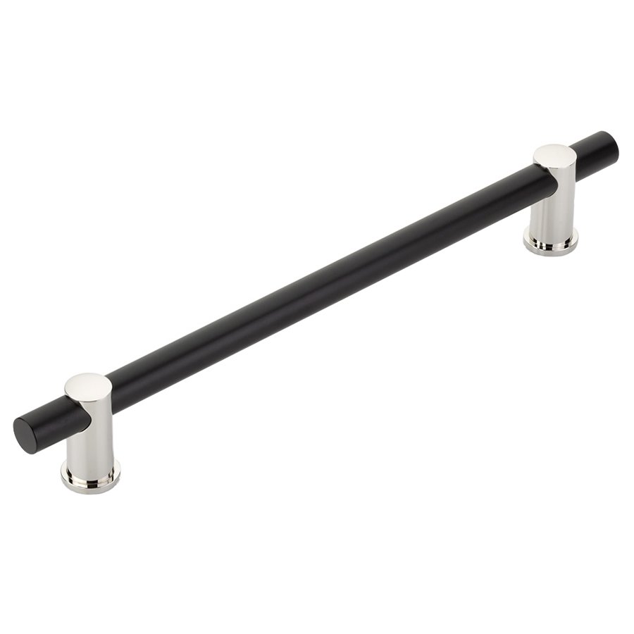 12" Centers Appliance Pull in Matte Black Bar and Polished Nickel Stems