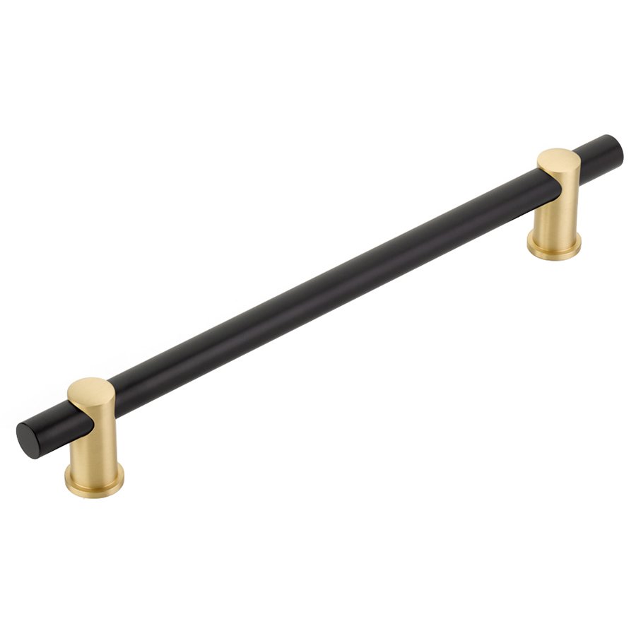 12" Centers Appliance Pull in Matte Black Bar and Satin Brass Stems