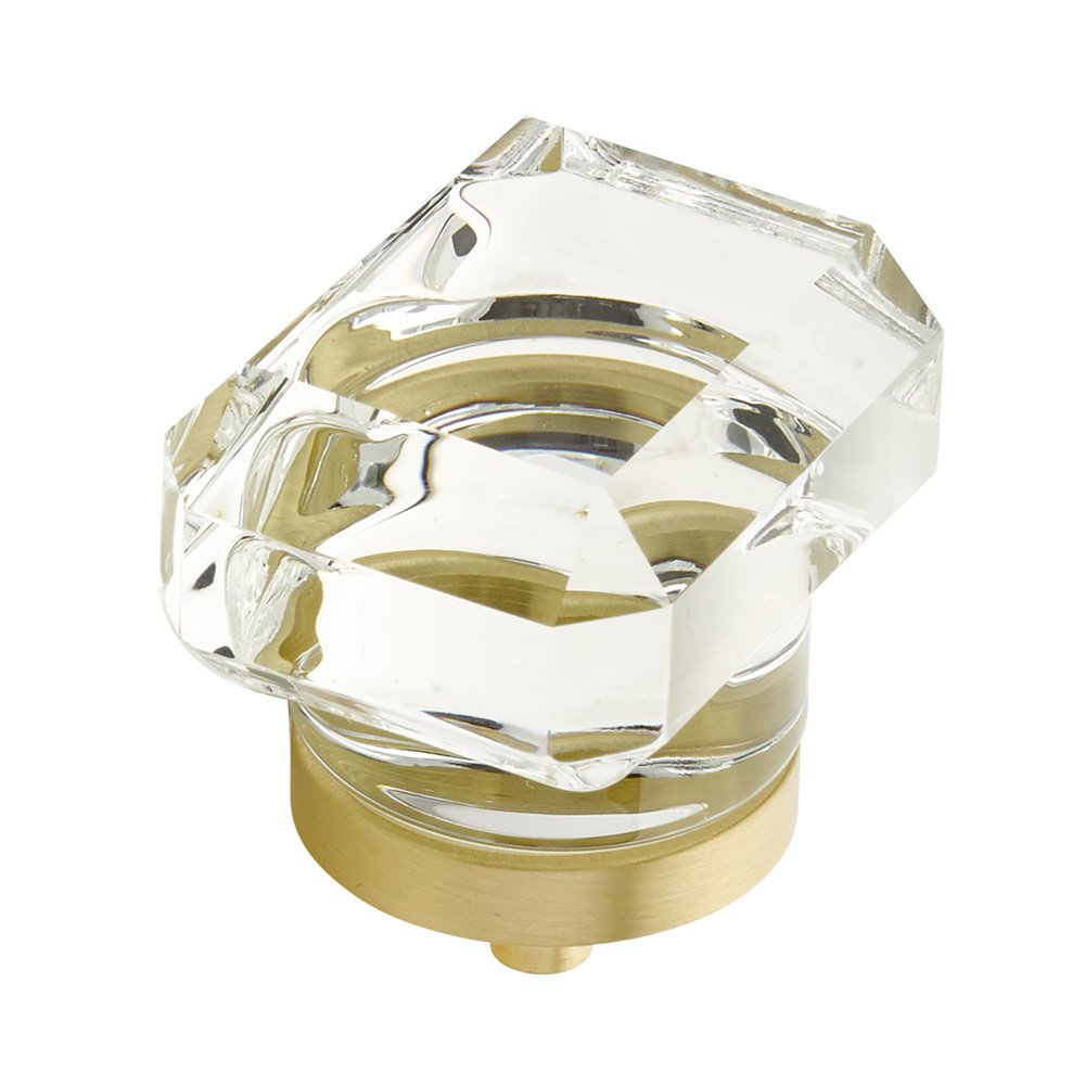 1 3/4" Rectangular Glass Knob in Satin Brass