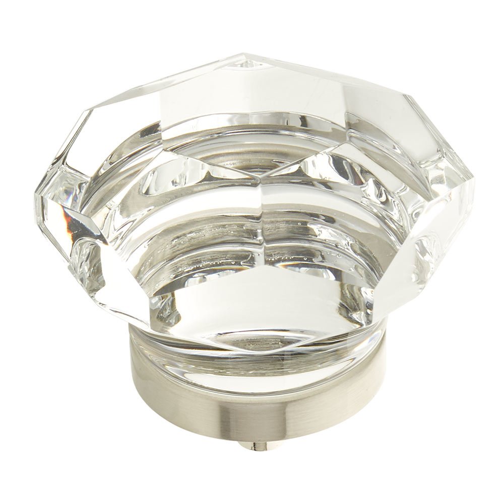 1 3/4" Diameter Faceted Dome Glass Knob in Satin Nickel