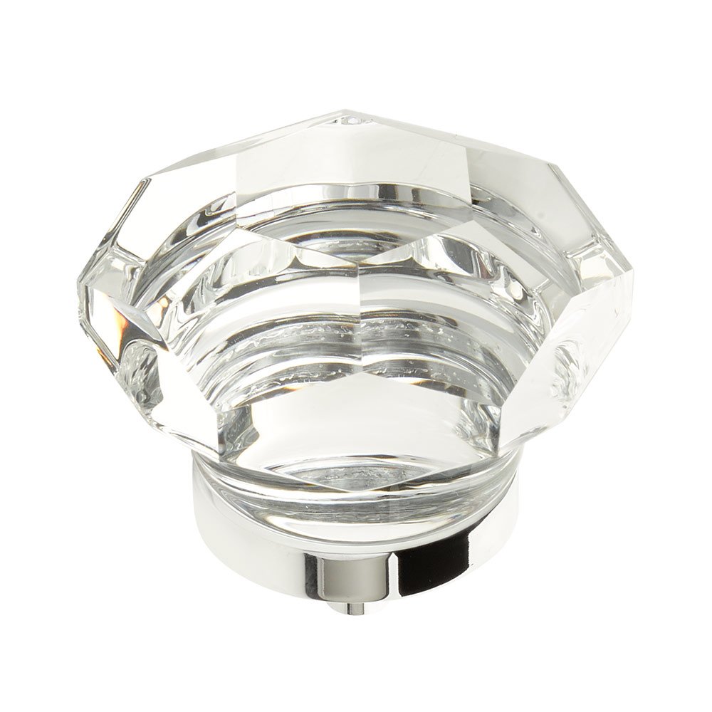 1 3/4" Diameter Faceted Dome Glass Knob in Polished Chrome