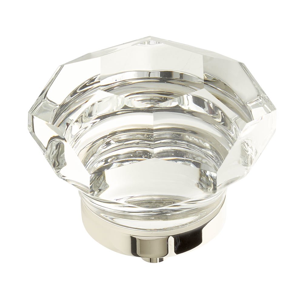 1 3/4" Diameter Faceted Dome Glass Knob in Polished Nickel