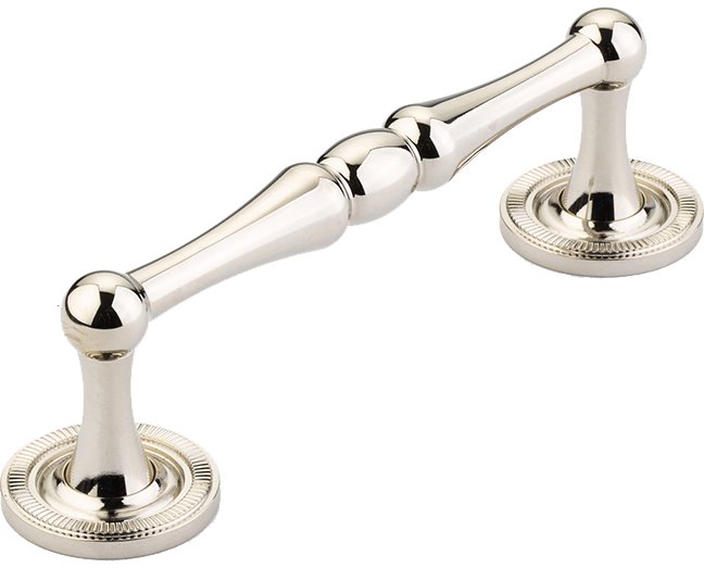 4" Centers Knurled Footplate Pull in Polished Nickel
