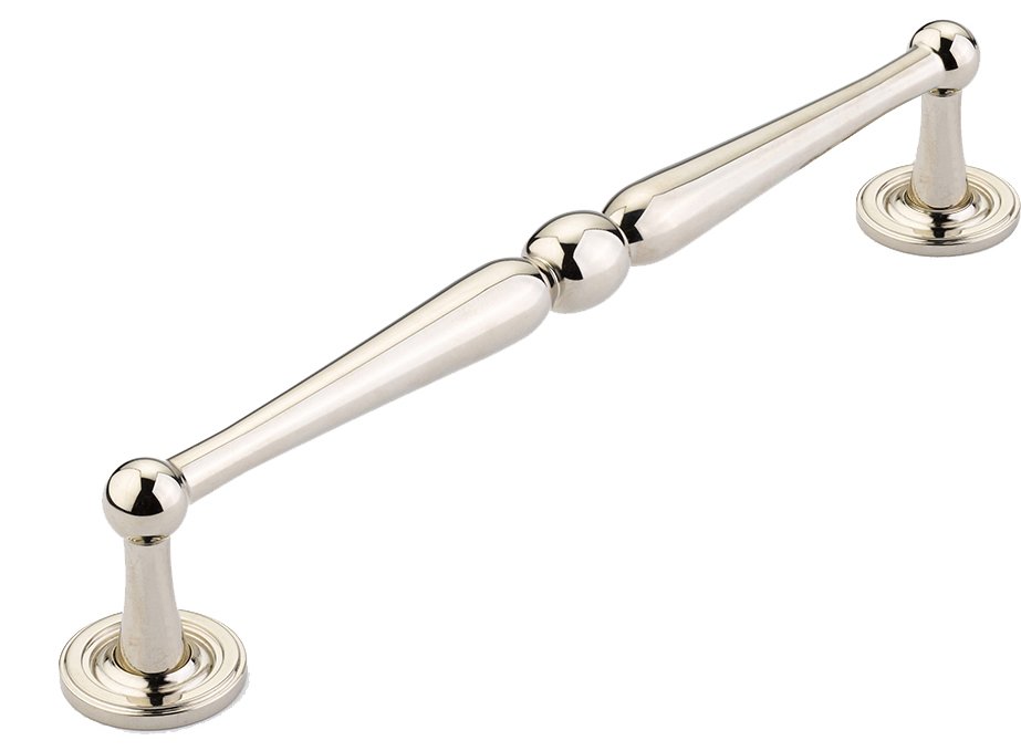 8" Centers Knurled Footplate Pull in Polished Nickel