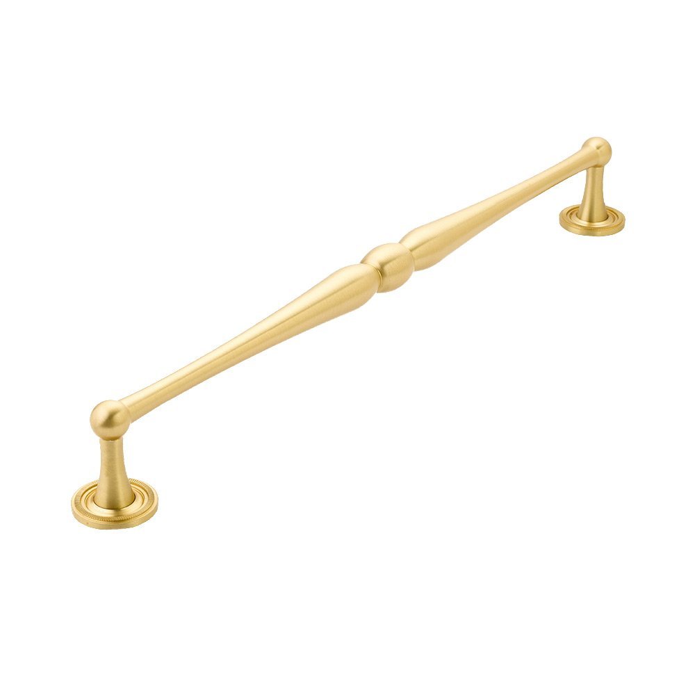 15" Centers Knurled Footplate Appliance Pull in Satin Brass