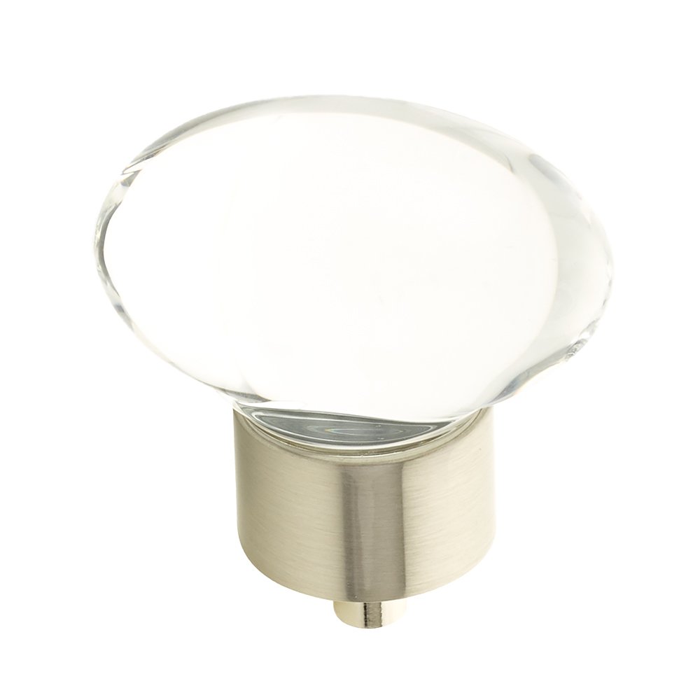 1 3/4" Oval Glass Knob in Satin Nickel