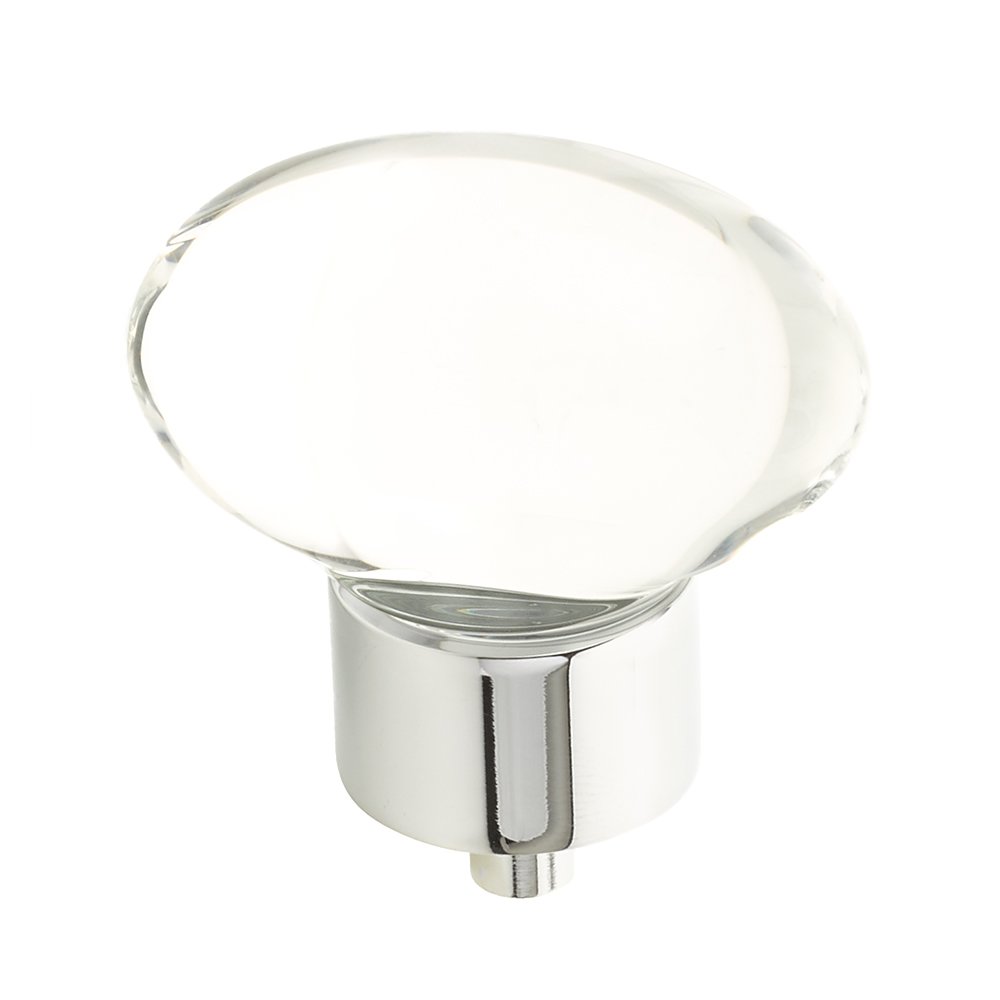 1 3/4" Oval Glass Knob in Polished Chrome