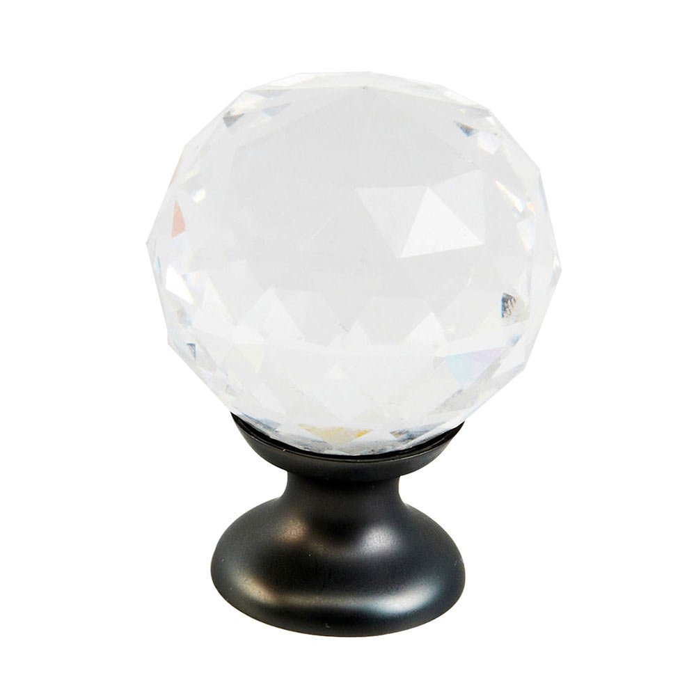 1 1/8" Round Knob in Bronze and Clear Crystal