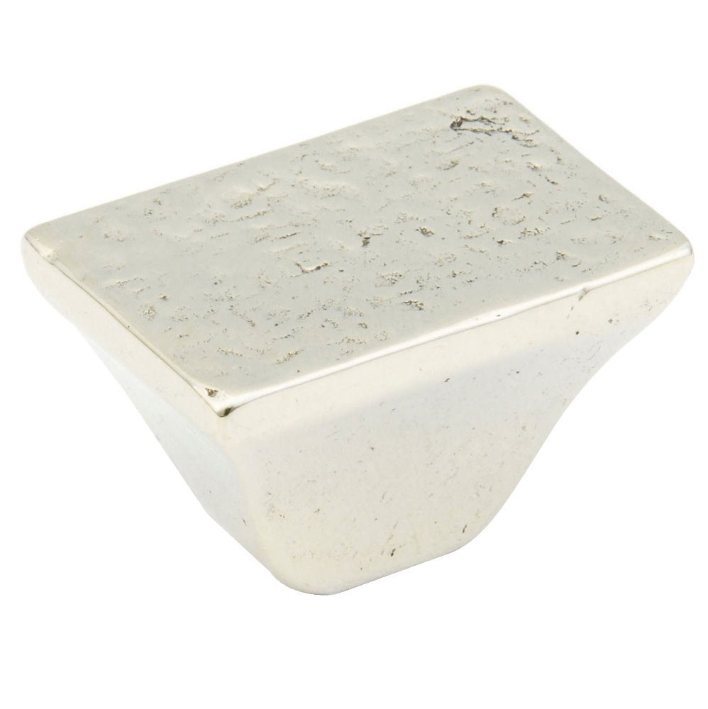 1 1/4" x 7/8" Rectangle Textured Knob in Polished White Bronze