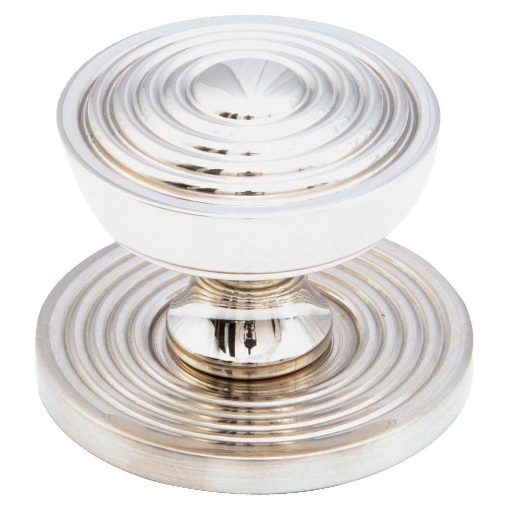 1 1/8" Diameter Solid Brass Small Concentric Knob with Matching Backplate in Polished Nickel