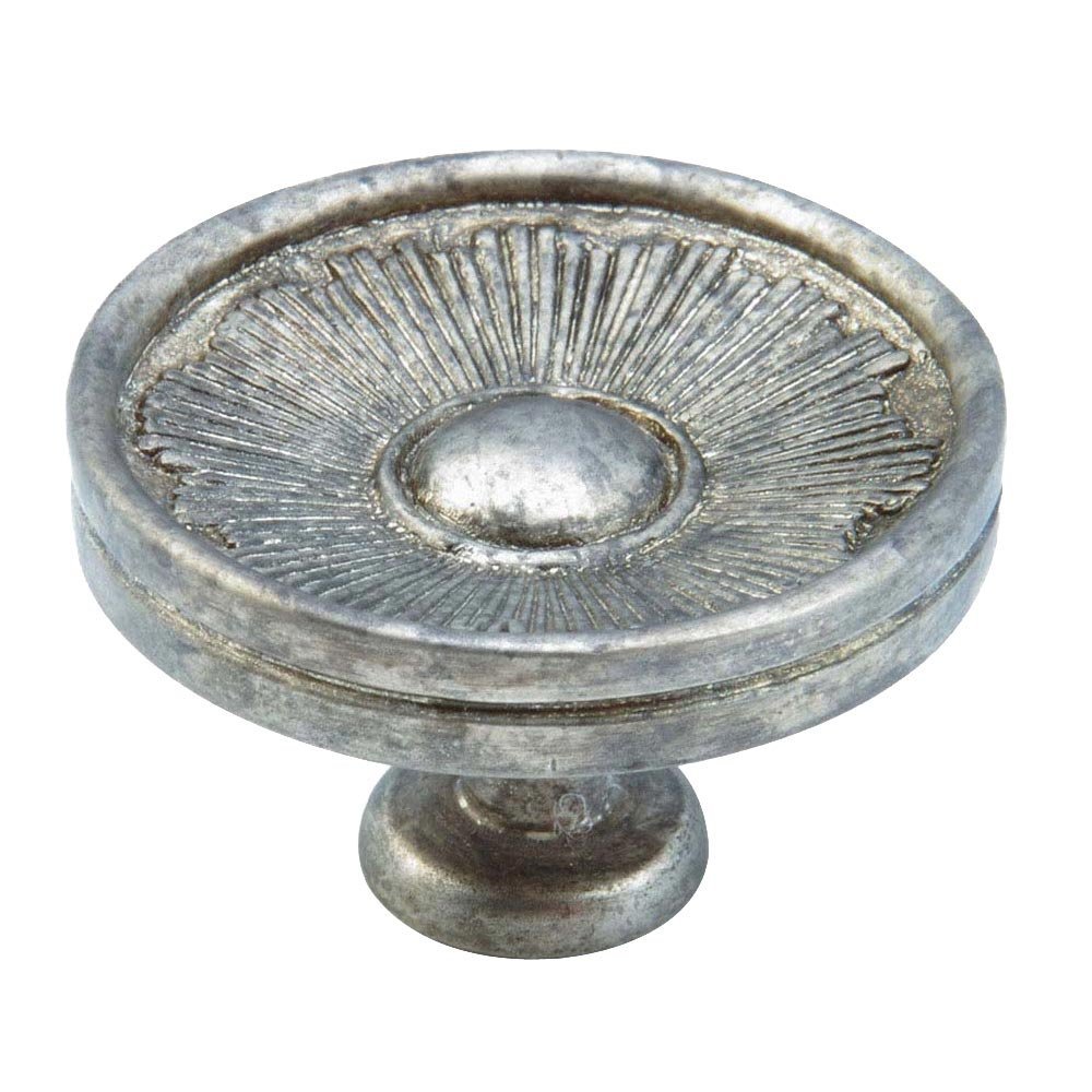 Solid Brass 1 3/8" Diameter burst Knob in Silver Antique