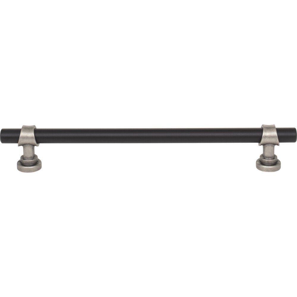 Bit 7 9/16" Centers Bar Pull in Flat Black and Pewter Antique