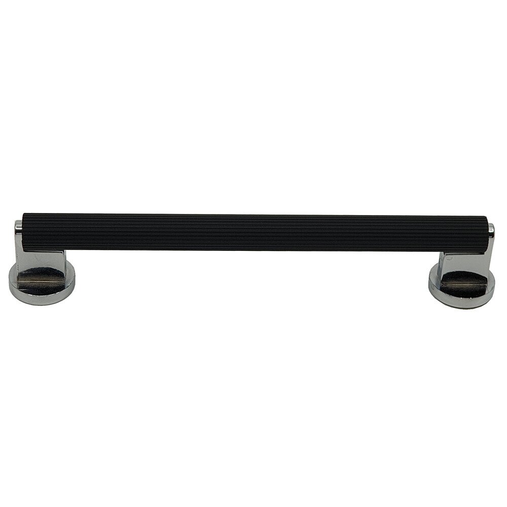 West 6 5/16" Center Bar Pull in Chrome with Black Straight Knurled Center