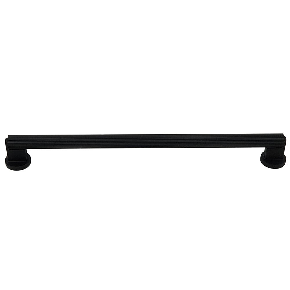 West 10 1/16" Center Bar Pull in Matte Black with Black Straight Knurled Center