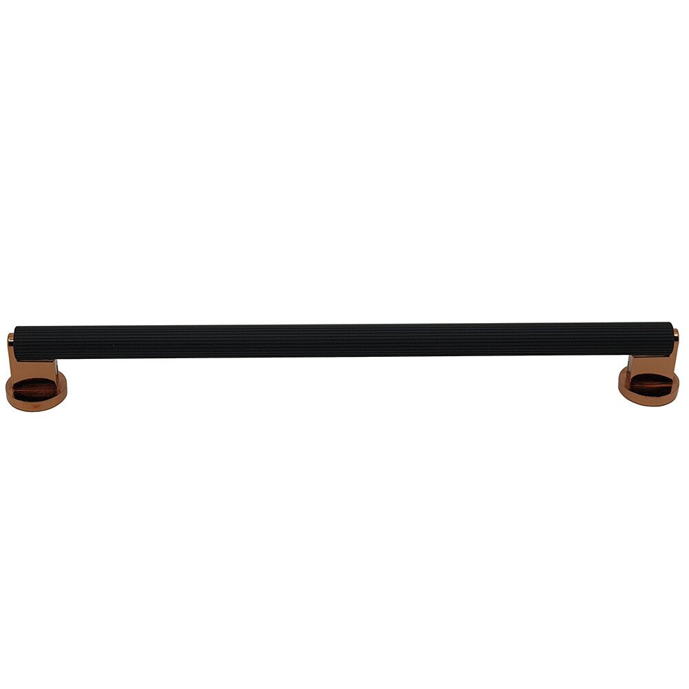West 10 1/16" Center Bar Pull in Rose Gold with Black Straight Knurled Center