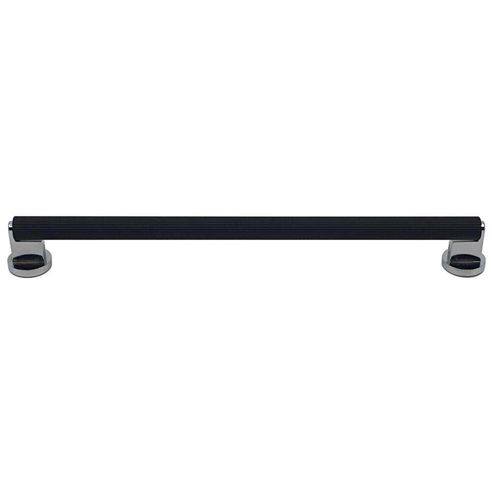 West 10 1/16" Center Bar Pull in Chrome with Black Straight Knurled Center